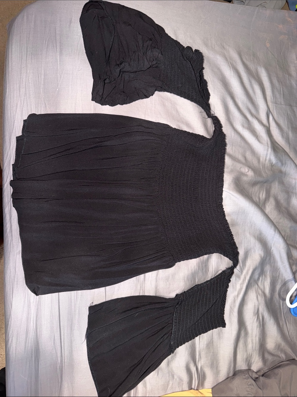 Women’s Black Smocked Off-Shoulder shirt